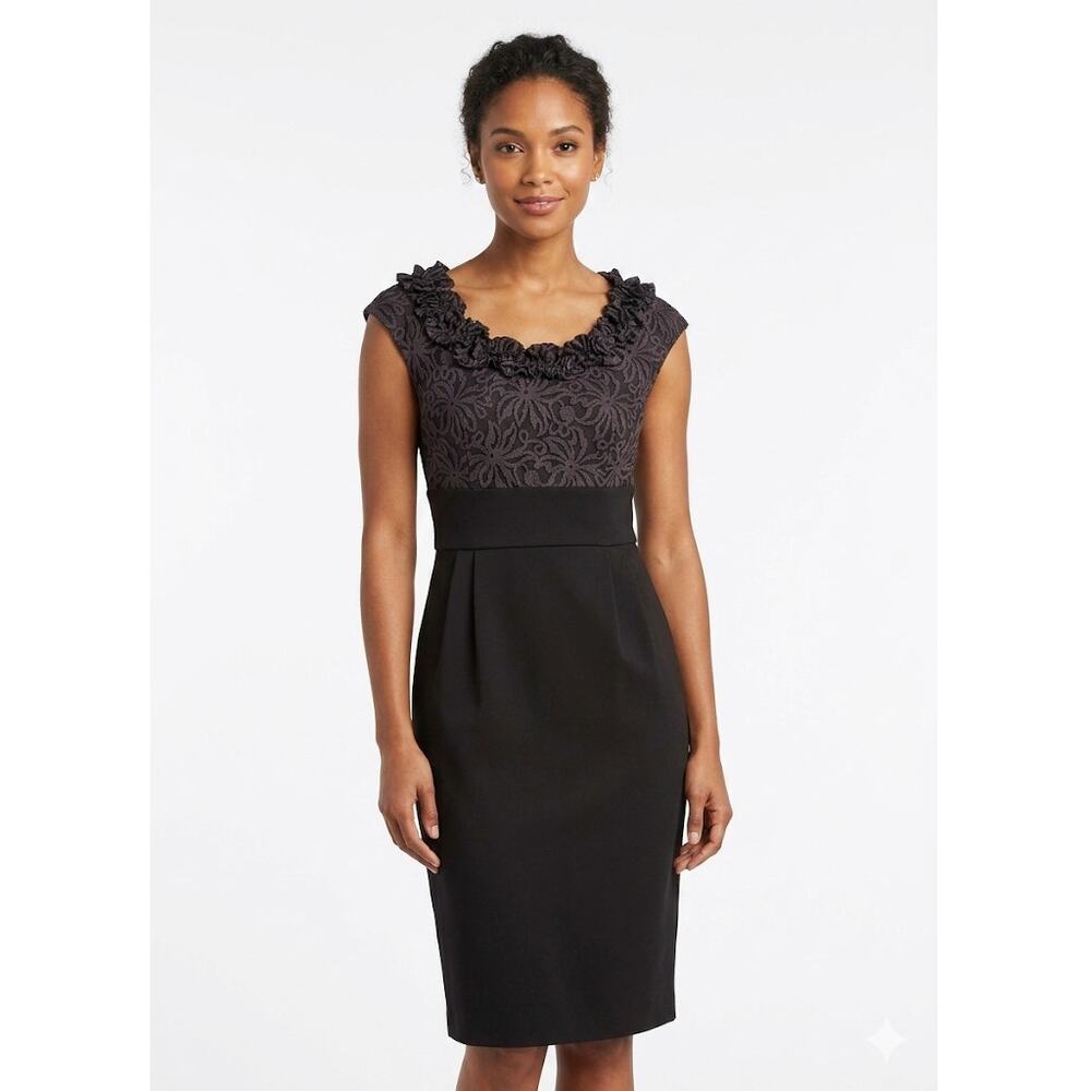 New Directions Women Sheath Midi Dress Large Polyester Rayon